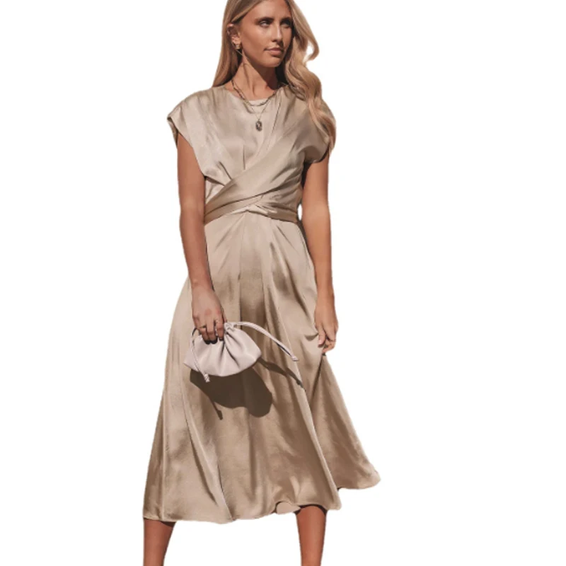 Женское атласное платье без рукавов, однотонное тонкое элегантное платье в стиле ретро
Женское атласное платье без рукавов, однотонное тонкое элегантное платье в стиле ретро