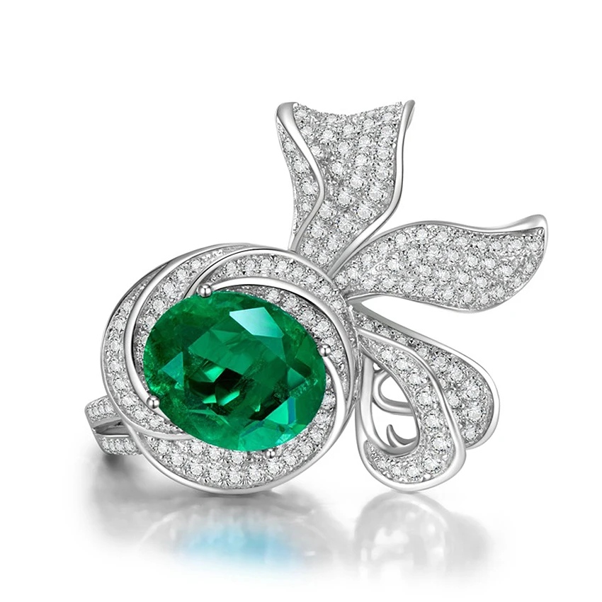 

2022 New 925 silver 5 carat emerald cut 10 * 12 oval denier ring