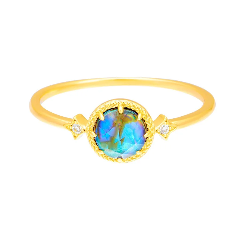 Japanese retro niche S925 silver plated 14K gold abalone shell white zirconium ring
Japanese retro niche S925 silver plated 14K gold abalone shell white zirconium ring
