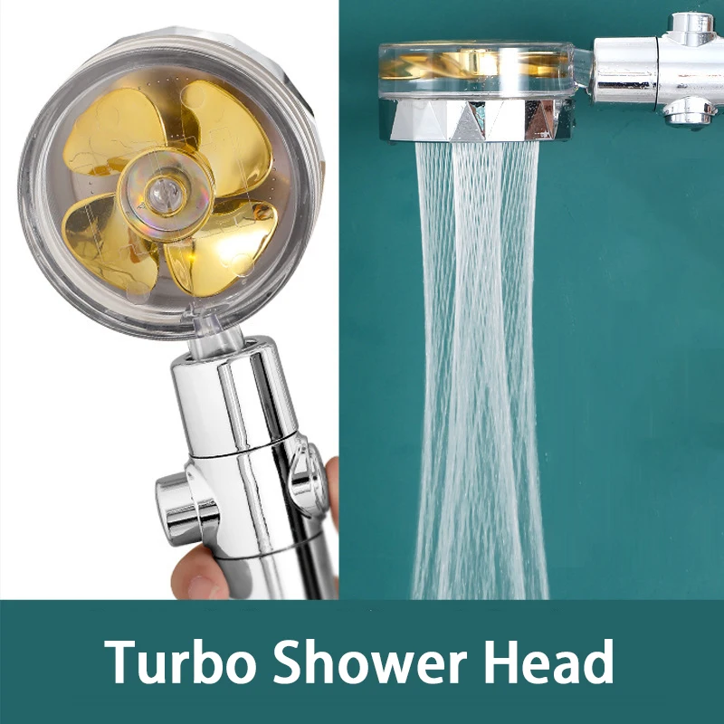 

Upgraded Turbo Fan Shower Head with Filter High Pressure Water Saving One-key Stop Shower Head Bathroom Accessories Showerhead