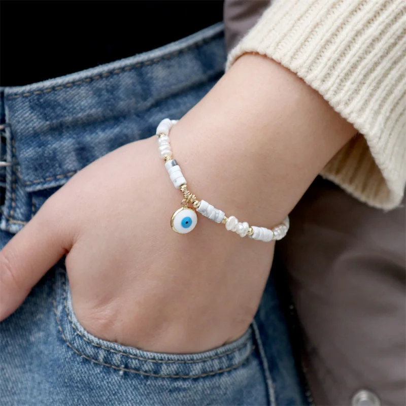 New Freshwater Pearl Bracelet Female Personality Devil Eye Drop Oil Bracelet Popular Bracelet
New Freshwater Pearl Bracelet Female Personality Devil Eye Drop Oil Bracelet Popular Bracelet
