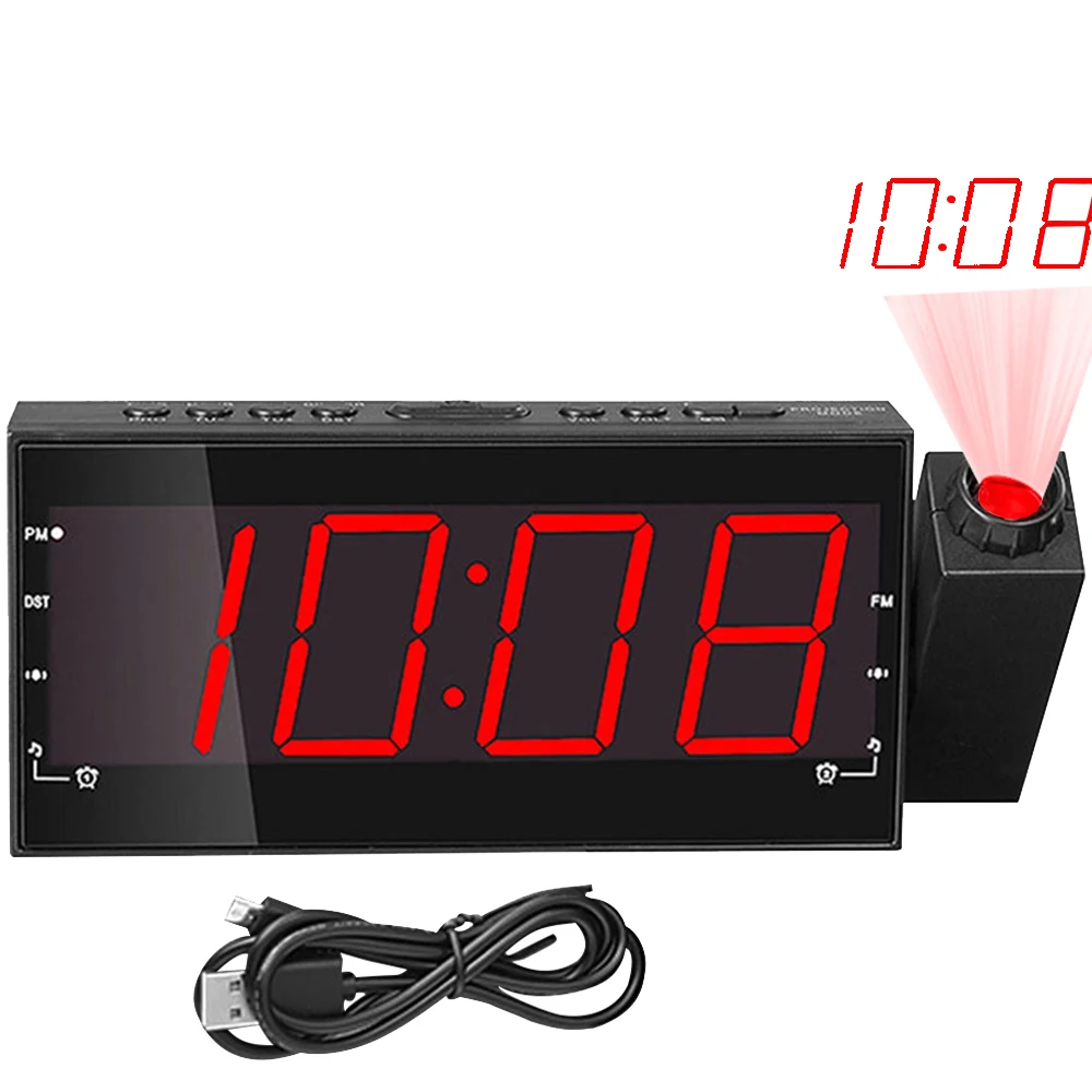 Светодиодный цифровой будильник с проекцией радио и FM-радио, USB-зарядка для дома, спальни, функция повтора времени, 1 шт.
Светодиодный цифровой будильник с проекцией радио и FM-радио, USB-зарядка для дома, спальни, функция повтора времени, 1 шт.