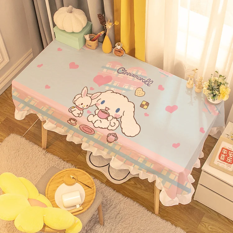Водонепроницаемая Нескользящая кружевная скатерть Sanrio Cinnamoroll с мультяшным рисунком, прямоугольная скатерть для девочек
Водонепроницаемая Нескользящая кружевная скатерть Sanrio Cinnamoroll с мультяшным рисунком, прямоугольная скатерть для девочек