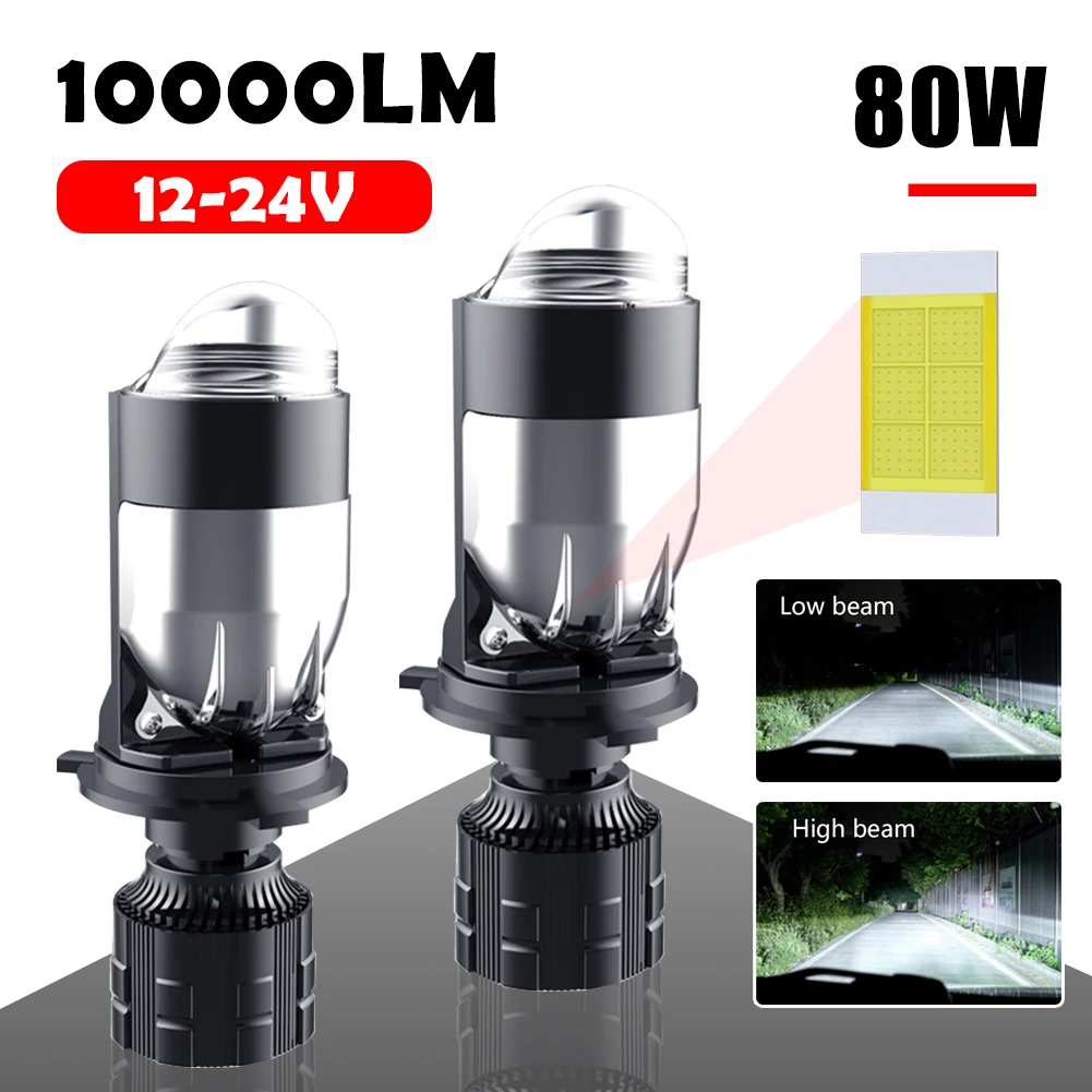 H4 LED 80W Car Headlight Bulb Mini Lens Projector Bulb 12-24V 6000K 10000LM Spot Light High/Low Beam LED Bulb for Car Motorcycle
H4 LED 80W Car Headlight Bulb Mini Lens Projector Bulb 12-24V 6000K 10000LM Spot Light High/Low Beam LED Bulb for Car Motorcycle