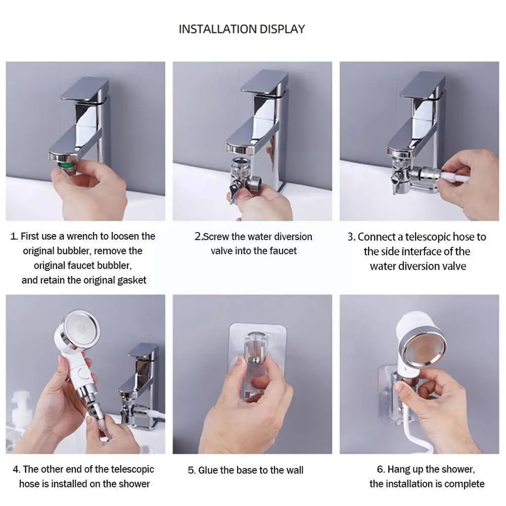 

3 Modes Adjustable Wash Face Basin Faucet External Hair Shower Small Hand-held Telescopic Wash Basin Accessories Nozzle Sho E5m2