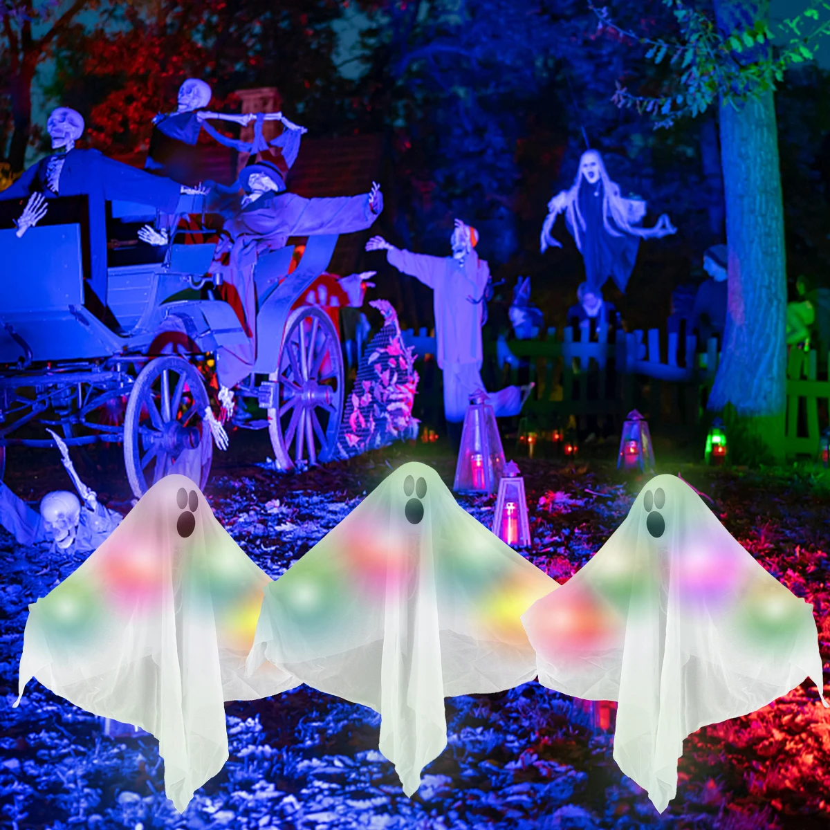 3Pack Colorful Halloween Ghost Stakes with 15 LED Lights Glowing Spooky Halloween White Ghost Yard Stakes 17x18in Halloween
3Pack Colorful Halloween Ghost Stakes with 15 LED Lights Glowing Spooky Halloween White Ghost Yard Stakes 17x18in Halloween