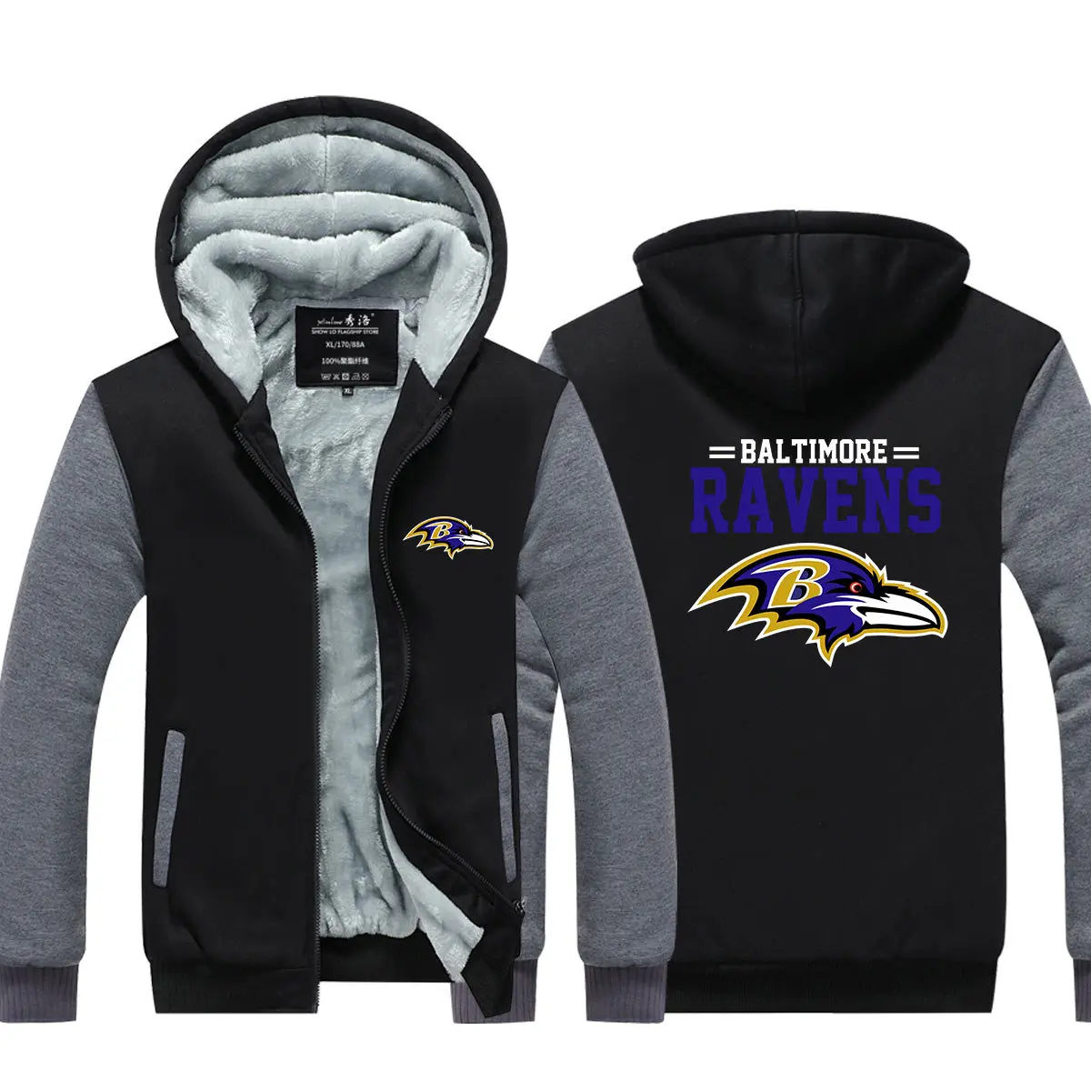 Autumn Winter Men Casual zipper Hoodies Ravens Sweatshirt Pullover Plus thick velvet American football zip up Hoodie for Jacket
Autumn Winter Men Casual zipper Hoodies Ravens Sweatshirt Pullover Plus thick velvet American football zip up Hoodie for Jacket
