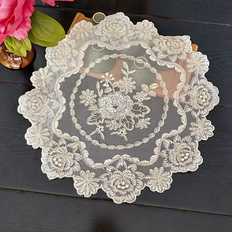 NEW Embroidery Placemat Gold Lace Pad Net Yarn Table Mat Party Placemats Kitchen Table cloth Doilies Coaster Coffee Cup Coasters
NEW Embroidery Placemat Gold Lace Pad Net Yarn Table Mat Party Placemats Kitchen Table cloth Doilies Coaster Coffee Cup Coasters