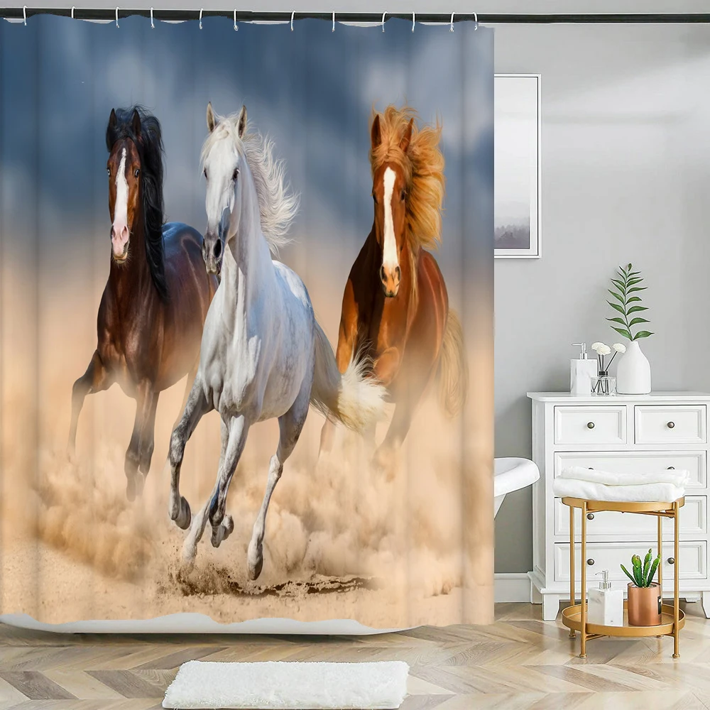 Running Horse Animal Printed Shower Curtain Washable Curtain With Hook Bathroom Decorative Curtain 3D Shower curtains 240*180cm
Running Horse Animal Printed Shower Curtain Washable Curtain With Hook Bathroom Decorative Curtain 3D Shower curtains 240*180cm