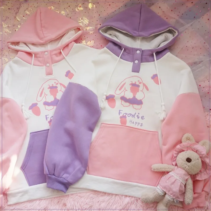 Толстовка женская с капюшоном, милый пуловер в японском стиле девушки Мори, с мультяшным Кроликом, Свитшот в студенческом стиле, черная розо... 
Толстовка женская с капюшоном, милый пуловер в японском стиле девушки Мори, с мультяшным Кроликом, Свитшот в студенческом стиле, черная розо...