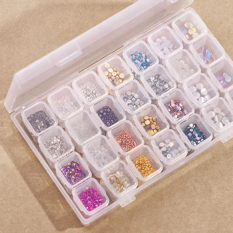 Mixed 28 grid nail accessories pearl rivet steel ball shell stick gold silver foil paper nail shop jewelry box
Mixed 28 grid nail accessories pearl rivet steel ball shell stick gold silver foil paper nail shop jewelry box