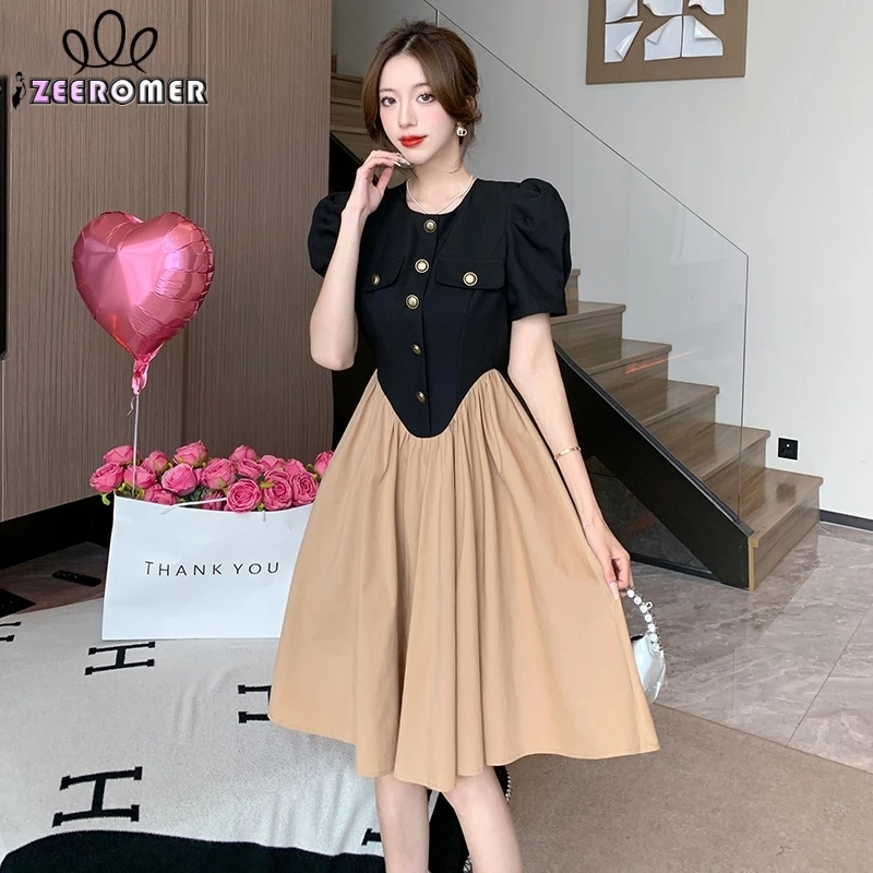 ZEEROMER 2023, летнее модное дизайнерское бальное платье в стиле пэчворк, женское платье-трапеция с круглым вырезом и пышными рукавами, украшенное золотыми пуговицами
ZEEROMER 2023, летнее модное дизайнерское бальное платье в стиле пэчворк, женское платье-трапеция с круглым вырезом и пышными рукавами, украшенное золотыми пуговицами