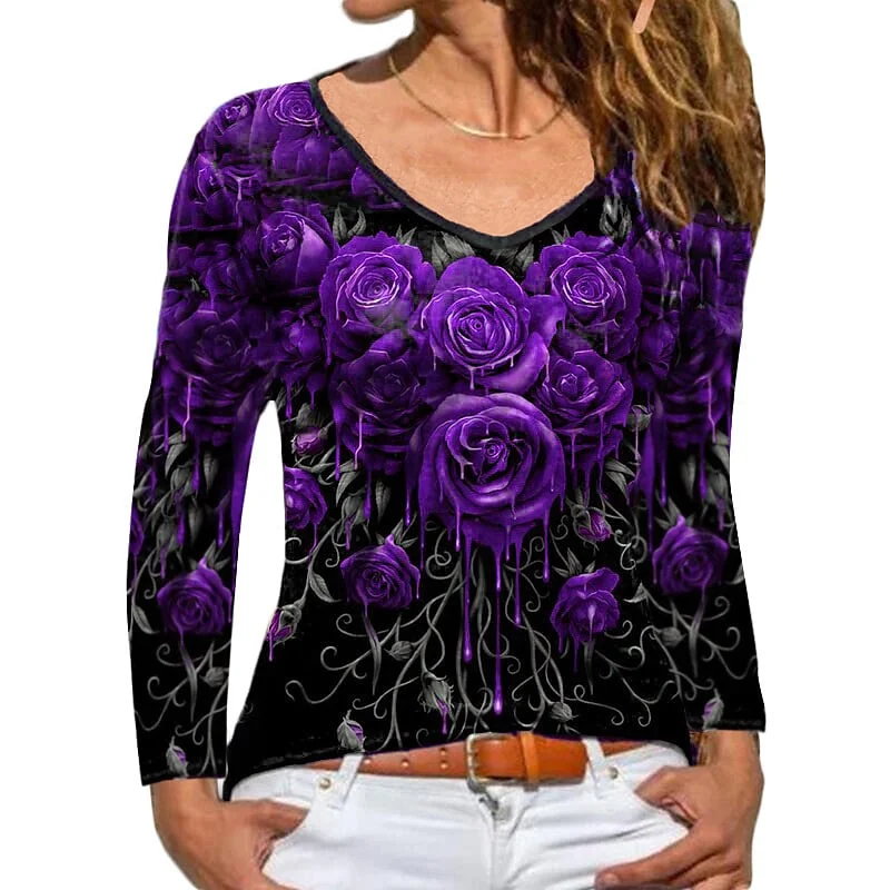 2022 Women's Rose Theme 3D Printed Painting T Shirt Casua Floral 3D Print V Neck Basic Tee Streetwear
2022 Women's Rose Theme 3D Printed Painting T Shirt Casua Floral 3D Print V Neck Basic Tee Streetwear