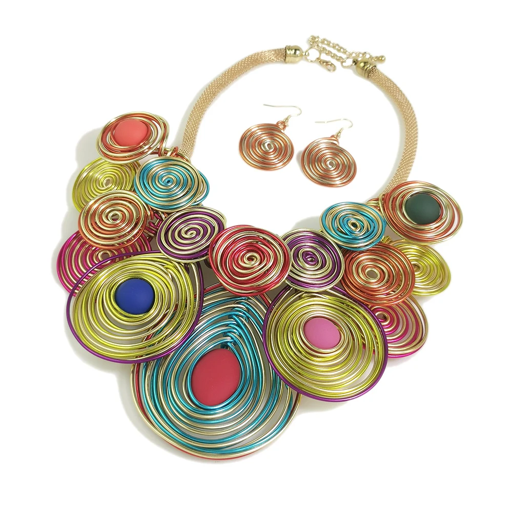Indian Jewelry Set For Women Fashion Colorful Resin Beads Metal Earrings Big Pendant Handmade Statement Necklace Sets MANILAI 
Indian Jewelry Set For Women Fashion Colorful Resin Beads Metal Earrings Big Pendant Handmade Statement Necklace Sets MANILAI