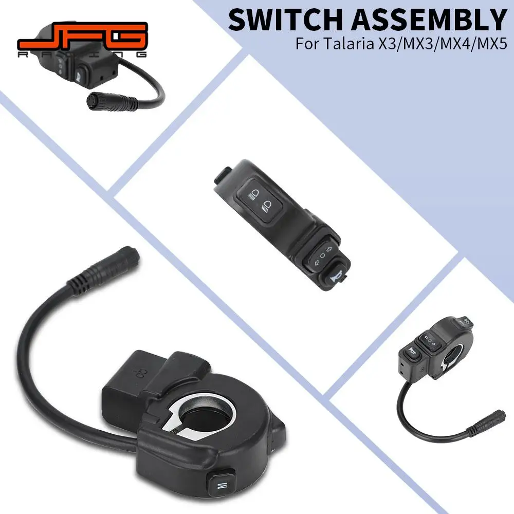 Аксессуары для мотоциклов для TALARIA MX3 MX4 X3, индикатор фар, звуковой сигнал на руле, переключатель индикатора в сборе, пластик, прочный
Аксессуары для мотоциклов для TALARIA MX3 MX4 X3, индикатор фар, звуковой сигнал на руле, переключатель индикатора в сборе, пластик, прочный