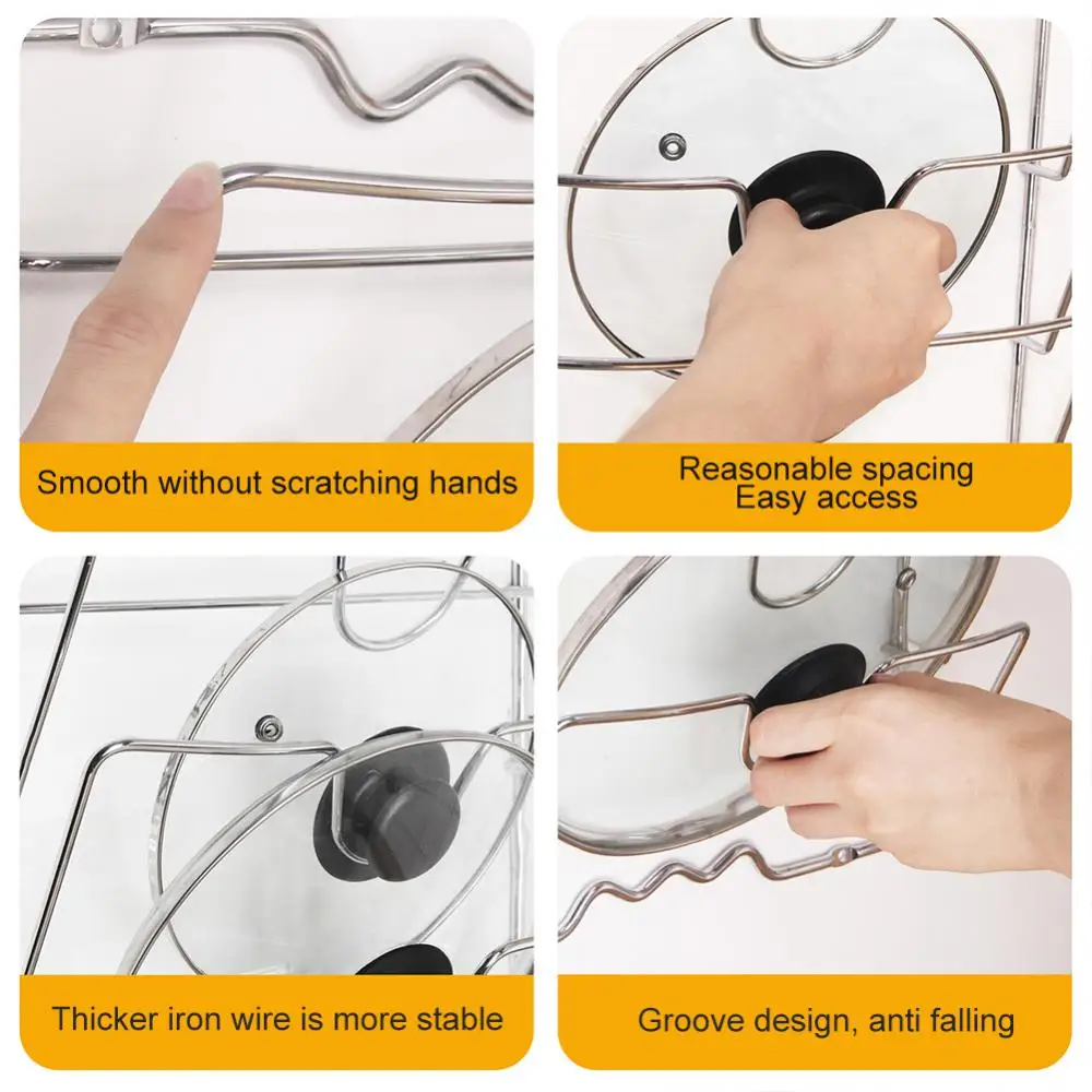 Household Pot Lid Holder Anti-fall Multifunctional Pot Lid Rack Wall-mounted 5 Layer Cutting Board Storage Rack Kitchen Storage
Household Pot Lid Holder Anti-fall Multifunctional Pot Lid Rack Wall-mounted 5 Layer Cutting Board Storage Rack Kitchen Storage