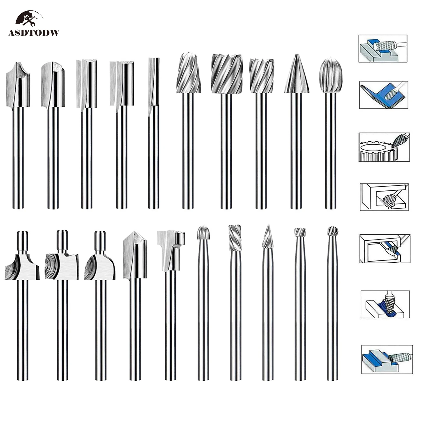 20 Pcs Wood Carving Milling Cutter Set Durable HSS Routing Router Bits Burr Milling Cutter for Rotary Engraving Machine Tool
20 Pcs Wood Carving Milling Cutter Set Durable HSS Routing Router Bits Burr Milling Cutter for Rotary Engraving Machine Tool