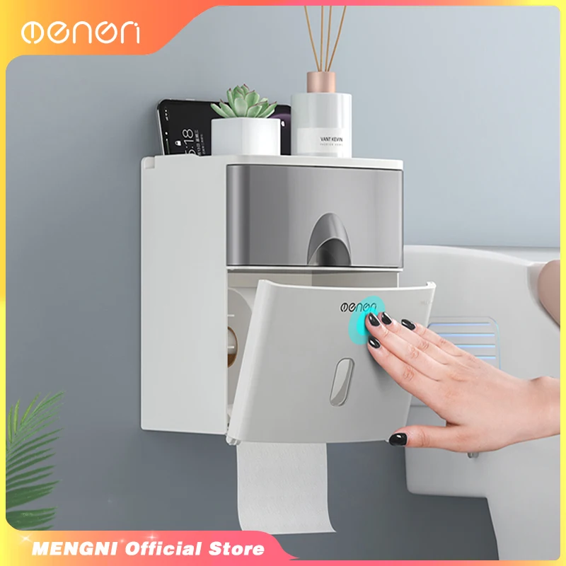 MENGNI High Quality Toilet Paper Holder Waterproof Tissue Storage Box Wall Mount Toilet Roll Organizer Bathroom Accessories Sets
MENGNI High Quality Toilet Paper Holder Waterproof Tissue Storage Box Wall Mount Toilet Roll Organizer Bathroom Accessories Sets