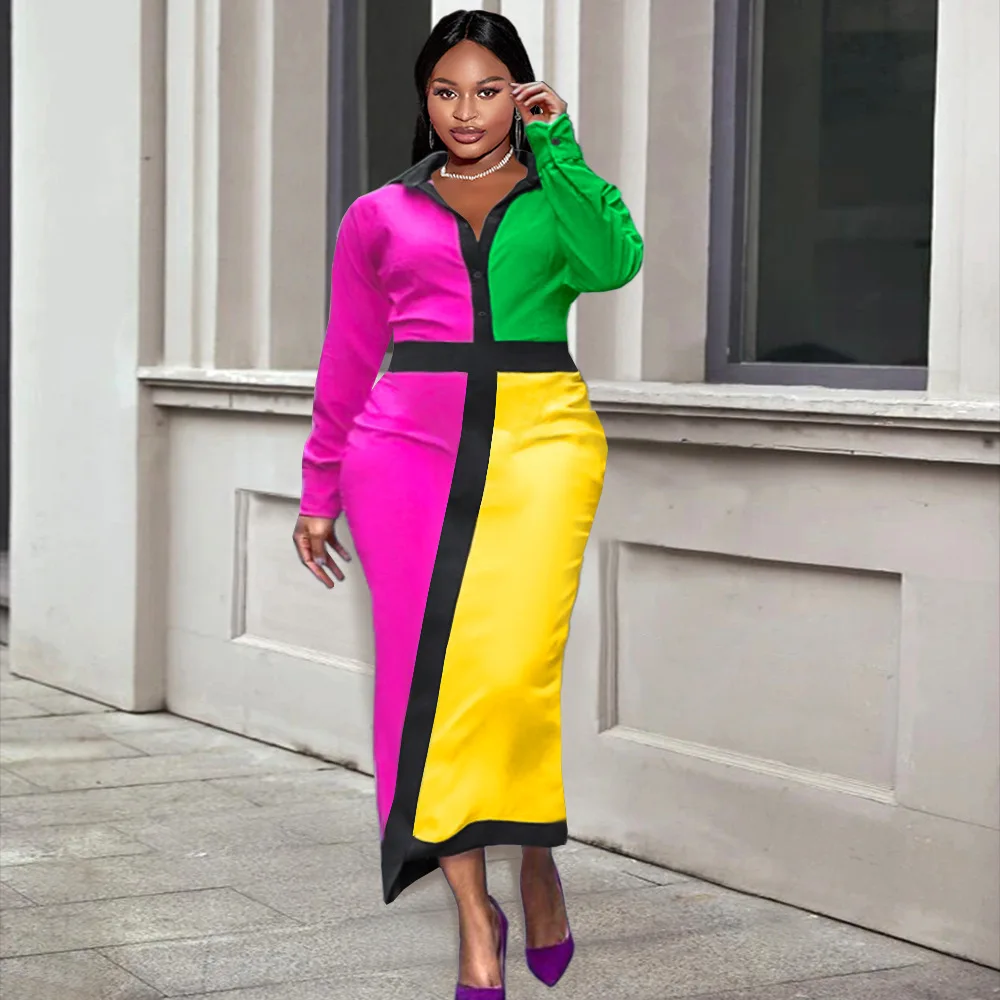 Shirt Dress Women Patchwork Turn Down Collar Long Sleeve Elegant Slim Spring Fashion Office Ladies Classy Contrast Color Dresses
Shirt Dress Women Patchwork Turn Down Collar Long Sleeve Elegant Slim Spring Fashion Office Ladies Classy Contrast Color Dresses