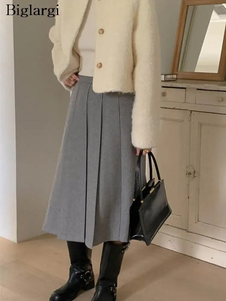 Autumn Winter Wool Midi Skirt Women Ruffle Pleated Fashion Korean Style Ladies Skirts Loose A-Line Casual Woman Skirt 2023
Autumn Winter Wool Midi Skirt Women Ruffle Pleated Fashion Korean Style Ladies Skirts Loose A-Line Casual Woman Skirt 2023