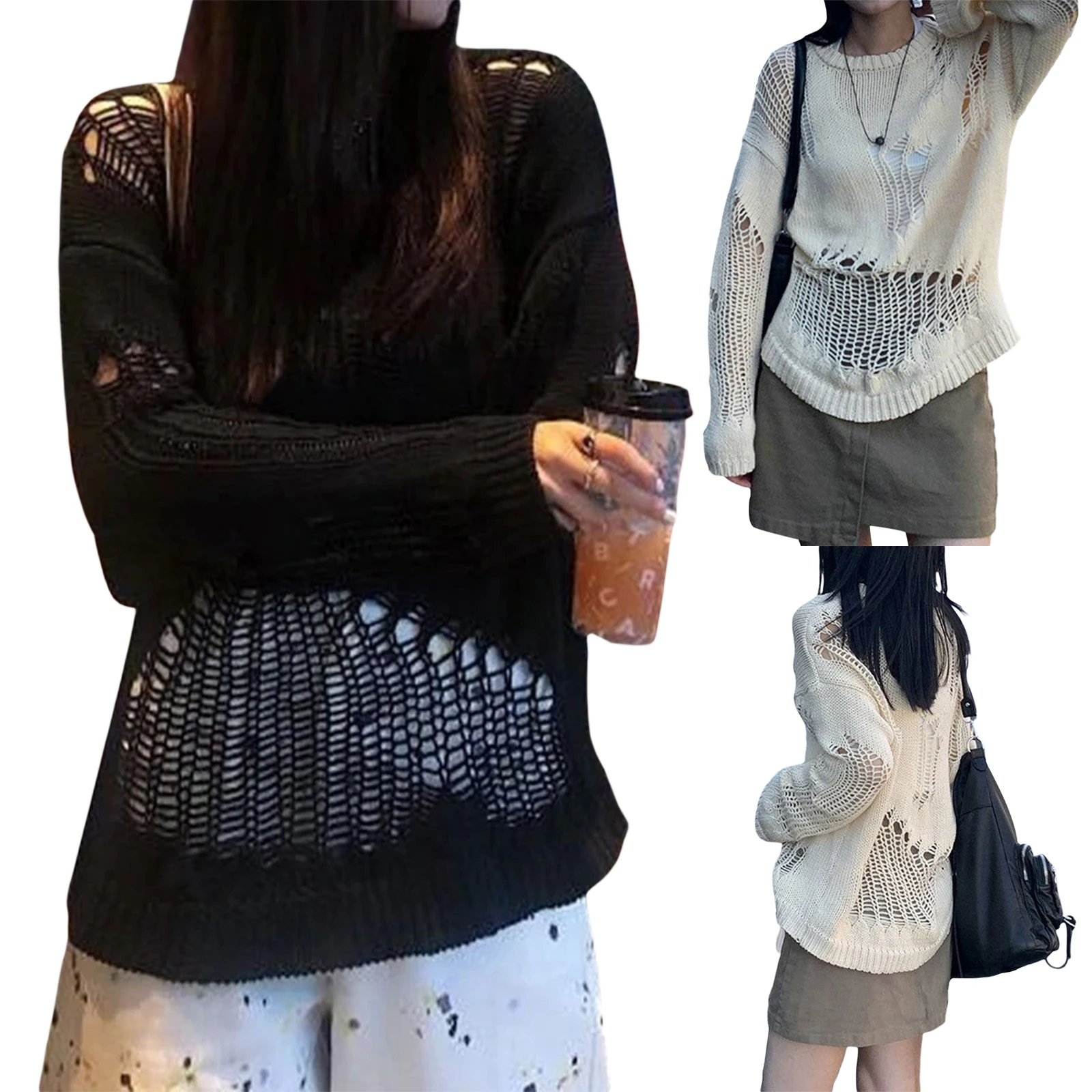 Women's Sweater Round Neck Long Sleeve Solid Color Irregular Hollow-out Crochet Knitted Pullover Tops
Women's Sweater Round Neck Long Sleeve Solid Color Irregular Hollow-out Crochet Knitted Pullover Tops