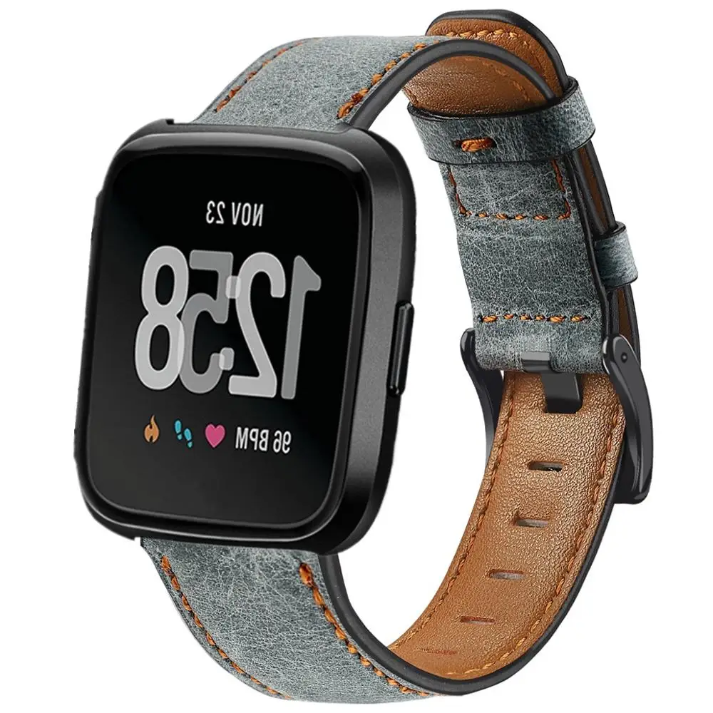 

Leather Watchband For Fitbit Versa 2 Classic Look Wrist Strap For Fitbit Versa Lite Adjustable Retro Bracelet Man Bands
