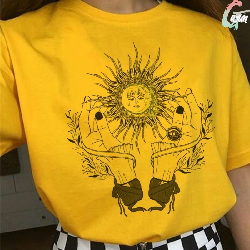 Geometric Objects Sun And Moon Graphics Woman Print T-shirts Summer yellow Personality Fashion Harajuku Casual Loose Tshirts Top
Geometric Objects Sun And Moon Graphics Woman Print T-shirts Summer yellow Personality Fashion Harajuku Casual Loose Tshirts Top