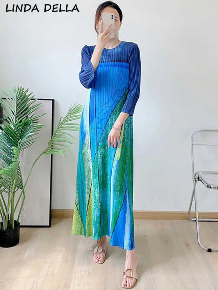 Женское плиссированное платье LINDA DELLA, дизайнерское винтажное праздничное платье свободного кроя с круглым вырезом и рукавом 3/4, длинное платье с принтом, лето 2019
Женское плиссированное платье LINDA DELLA, дизайнерское винтажное праздничное платье свободного кроя с круглым вырезом и рукавом 3/4, длинное платье с принтом, лето 2019