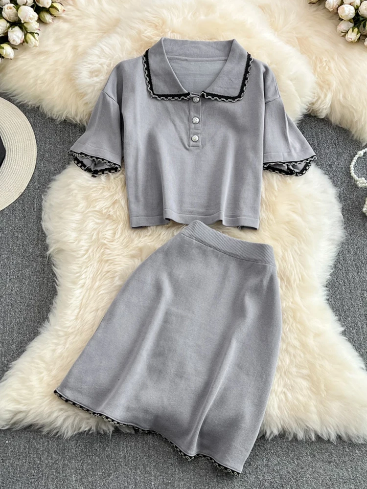FTLZZ Summer New Women Casual Fashion Doll Collar Single Breasted Knitting Top + High Waist Slim Mini Skirt Two-Piece Set
FTLZZ Summer New Women Casual Fashion Doll Collar Single Breasted Knitting Top + High Waist Slim Mini Skirt Two-Piece Set