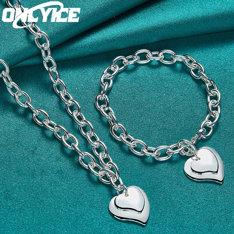 2pcs 925 Sterling Silver Jewelry Set Valentine's Day Gifts Women Two Heart Necklace Bracelets Lady Cute Wedding Fashion Party
2pcs 925 Sterling Silver Jewelry Set Valentine's Day Gifts Women Two Heart Necklace Bracelets Lady Cute Wedding Fashion Party