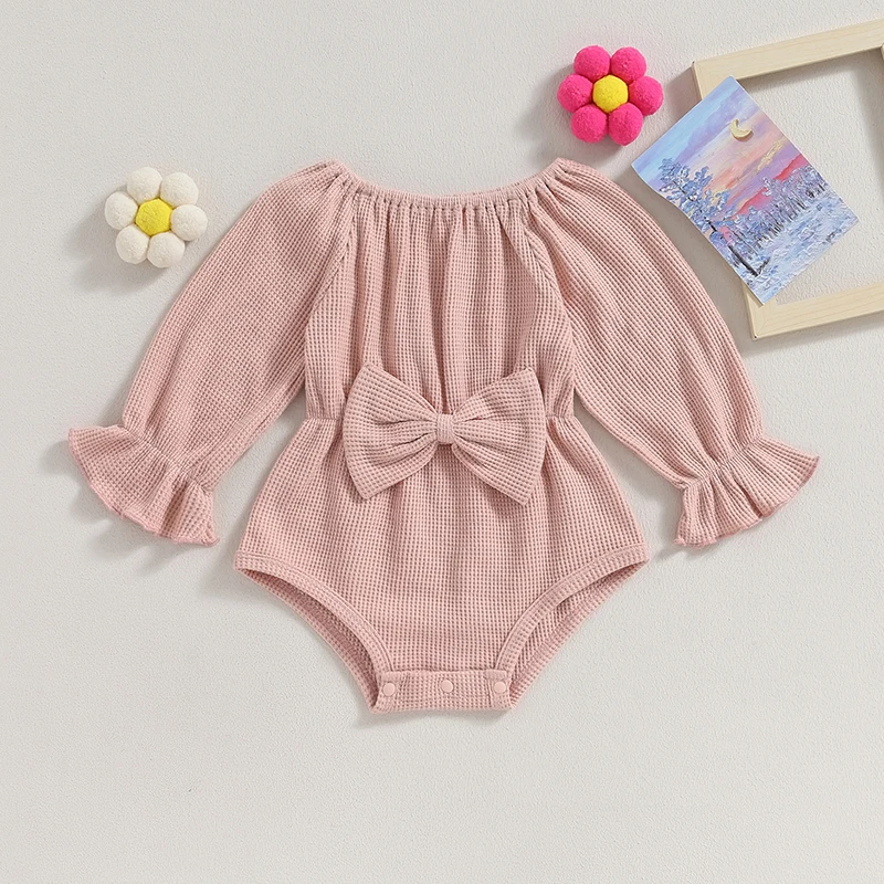 Cute Baby Girls Waffle Long Sleeve Romper Solid Color Bow Jumpsuits for Newborn Items Clothing Infant Toddler Clothes
Cute Baby Girls Waffle Long Sleeve Romper Solid Color Bow Jumpsuits for Newborn Items Clothing Infant Toddler Clothes
