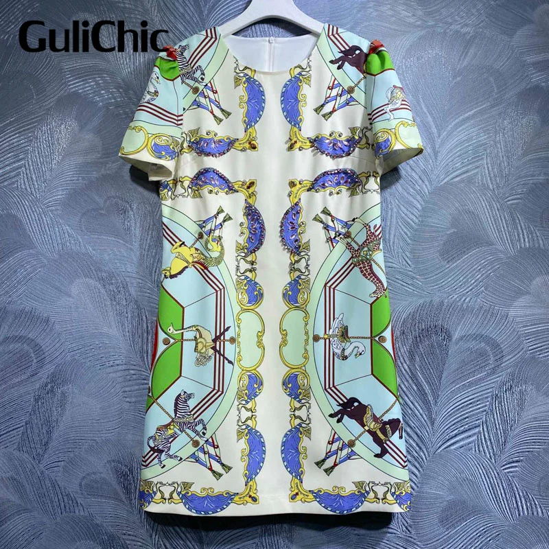 4.25 GuliChic Fashion Chic Animal Print Crystal Diamonds Beading Short Sleeve Temperament Dress Women
4.25 GuliChic Fashion Chic Animal Print Crystal Diamonds Beading Short Sleeve Temperament Dress Women