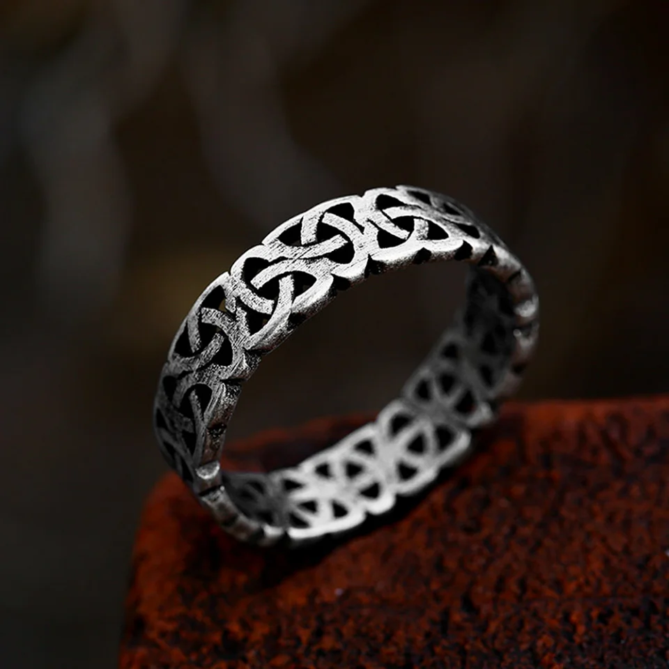 

Vintage Stainless Steel Viking Celtic Knot Ring For Men Women Punk Simple Nordic Valknut Rings Biker Amulet Jewelry Dropshipping