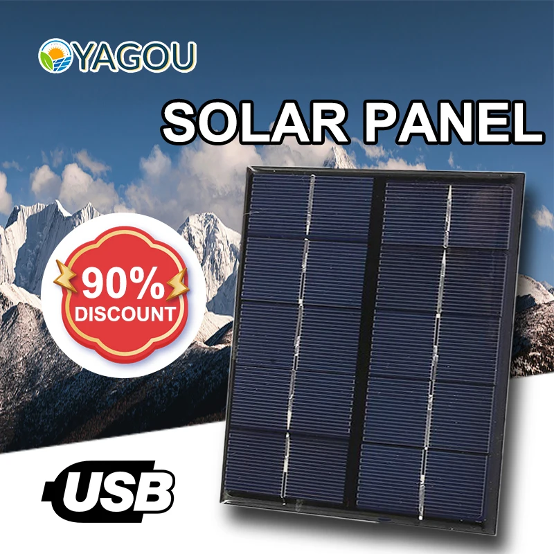 

YAGOU Outdoor 5W Portable Solar Panel 5V USB Output for Cell Phone MP3 Watch Chargers Cycle Camping Hiking Travel Safe Charging