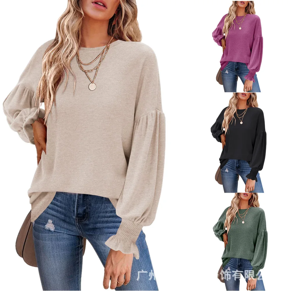 In 2023 the new pure color knitting round collar hubble-bubble sleeve women's autumn coat T-shirt
In 2023 the new pure color knitting round collar hubble-bubble sleeve women's autumn coat T-shirt
