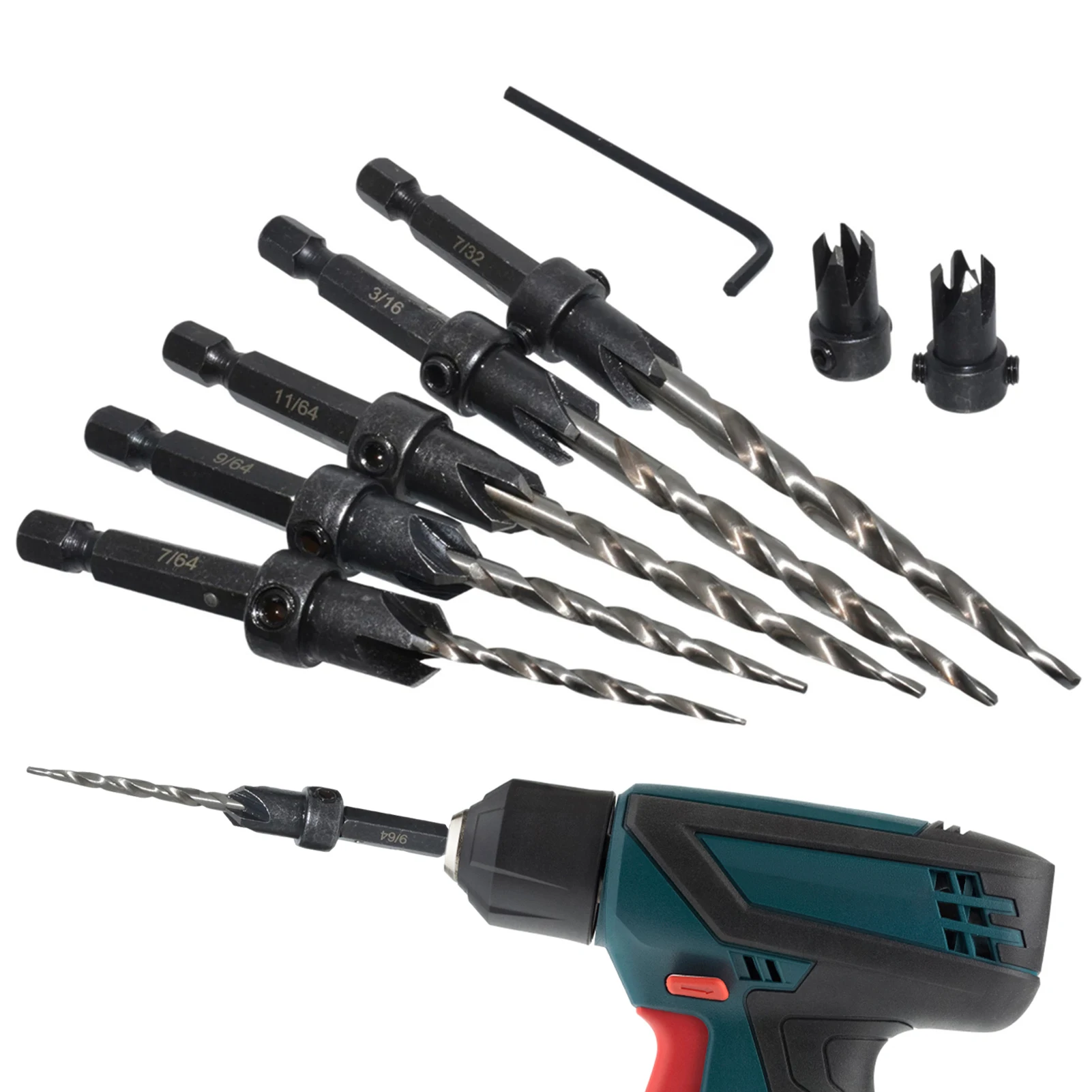 Набор сверл из быстрорежущей стали, высокопрочные сверла для зенкеров 7/64, 9/64, 11/64, 3/16, 7/32, конические сверла с шестигранной головкой
Набор сверл из быстрорежущей стали, высокопрочные сверла для зенкеров 7/64, 9/64, 11/64, 3/16, 7/32, конические сверла с шестигранной головкой