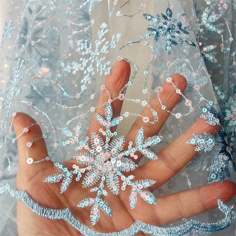 Blue mesh embroidery snowflake sequin clothing fabric women's skirt dress doll clothes mesh accessories DIY fabric
Blue mesh embroidery snowflake sequin clothing fabric women's skirt dress doll clothes mesh accessories DIY fabric