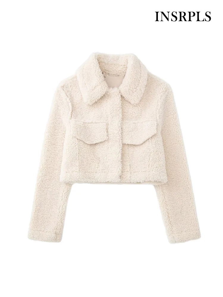 INSRPLS Women Fashion With Flap Thick Warm Fleece Crop Jacket Coat Vintage Long Sleeve Snap-button Female Outerwear Chic Tops
INSRPLS Women Fashion With Flap Thick Warm Fleece Crop Jacket Coat Vintage Long Sleeve Snap-button Female Outerwear Chic Tops