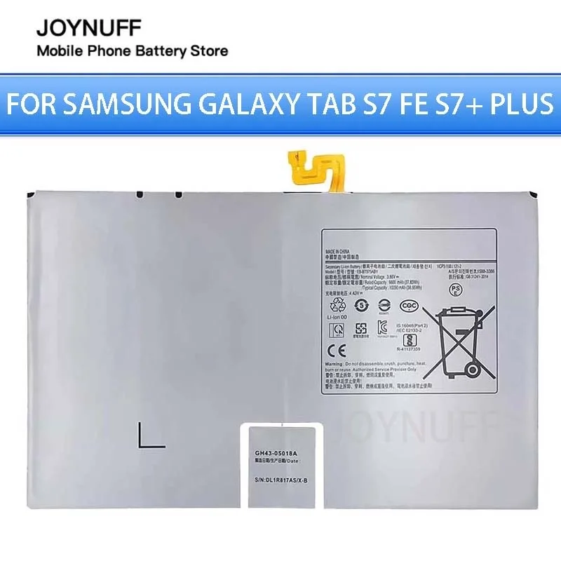 New Battery High Quality 0 Cycles Compatible EB-BT975ABY For Samsung Galaxy Tab S7 FE S7+ Plus SM-T870/SM-T875 T876B/SM-970+tool
New Battery High Quality 0 Cycles Compatible EB-BT975ABY For Samsung Galaxy Tab S7 FE S7+ Plus SM-T870/SM-T875 T876B/SM-970+tool