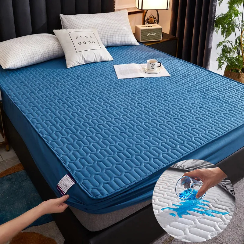 

Waterproof Thickened Mattress Protector Skin Friendly Durable Bedspread Non-Slip Dust Cover 140x200 160x200 180x200