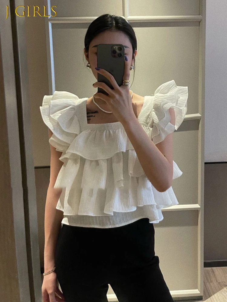 Plain Ruffle Shirt For Women Square Collar Flying Sleeve Short Elegant Blouses Female 2022 Summer Korean Fashion Clothes
Plain Ruffle Shirt For Women Square Collar Flying Sleeve Short Elegant Blouses Female 2022 Summer Korean Fashion Clothes
