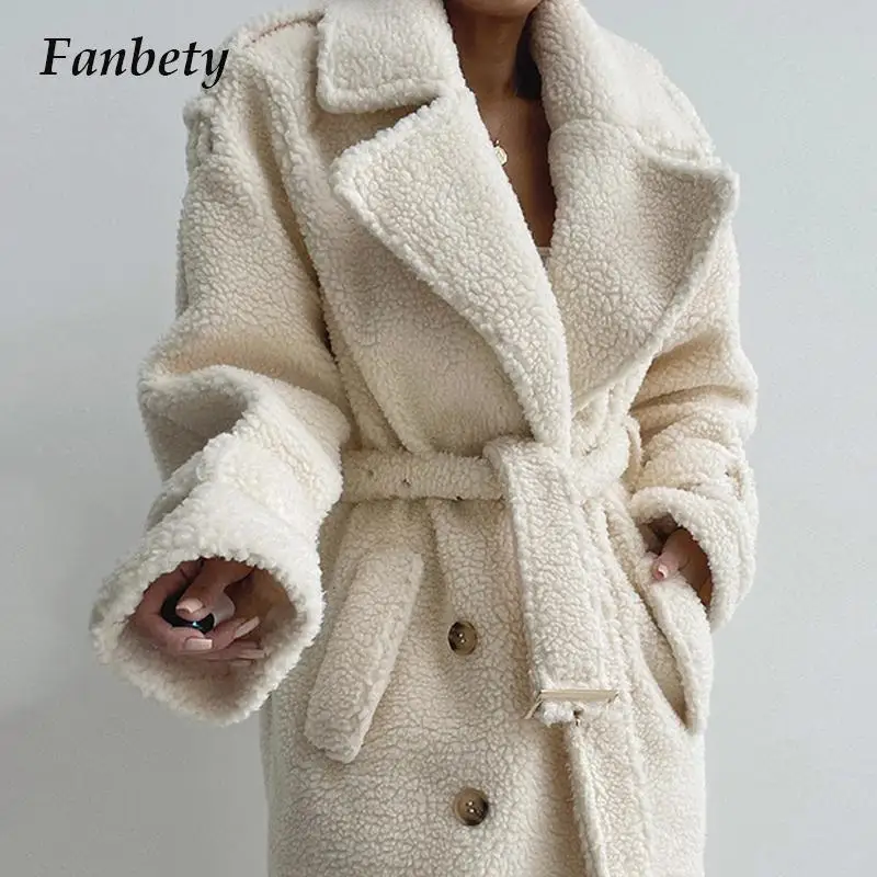 Winter Fashion Long Lamb Wool Coat Women Lapel Double Breasted Straight Thick Jacket Female Long Sleeve Solid Elegant Outwear
Winter Fashion Long Lamb Wool Coat Women Lapel Double Breasted Straight Thick Jacket Female Long Sleeve Solid Elegant Outwear