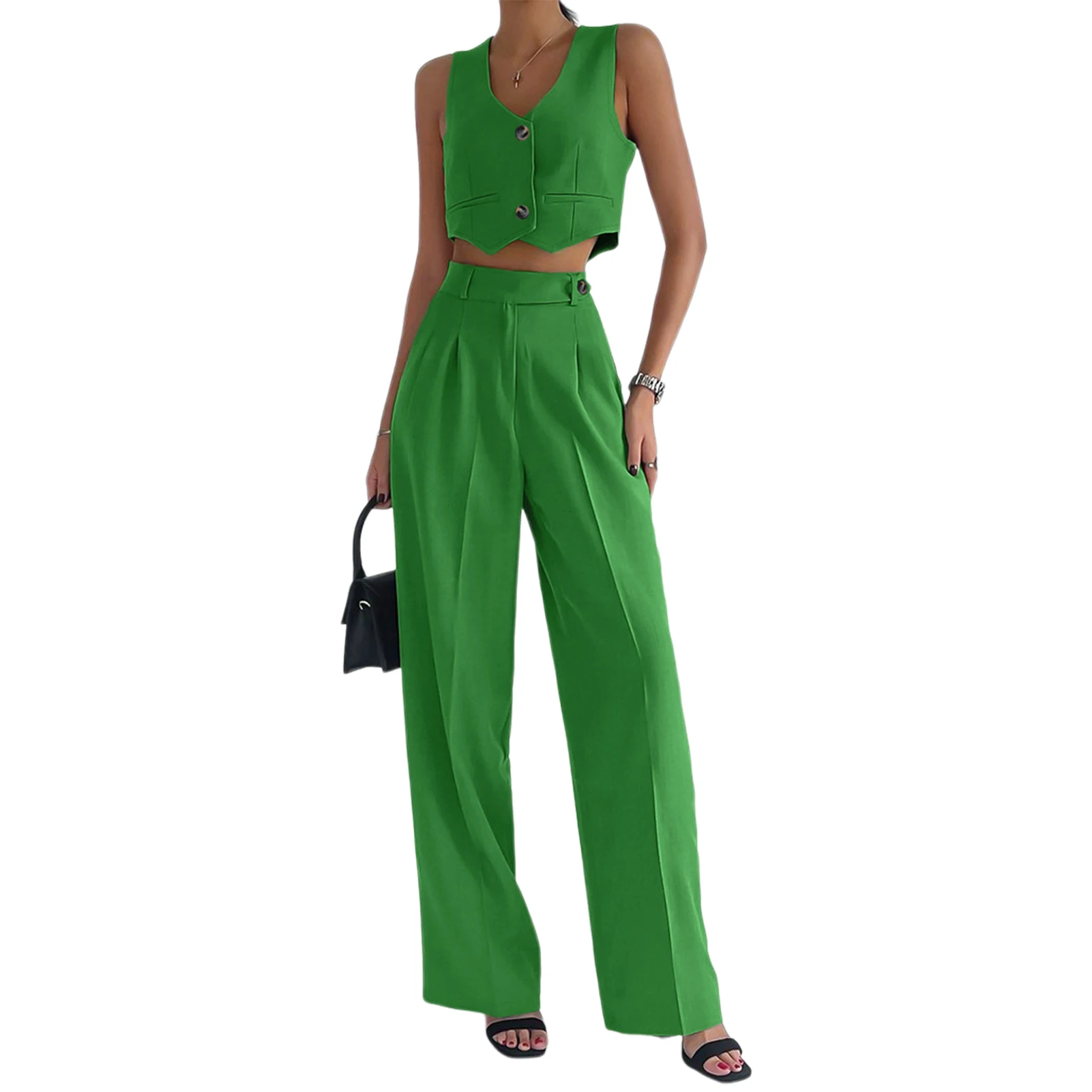 Casual Solid Women Pant Sets 2023 Slim Single Breasted V Neck Sleeveless 2 Pieces Sets High Waist Womens Outfits
Casual Solid Women Pant Sets 2023 Slim Single Breasted V Neck Sleeveless 2 Pieces Sets High Waist Womens Outfits