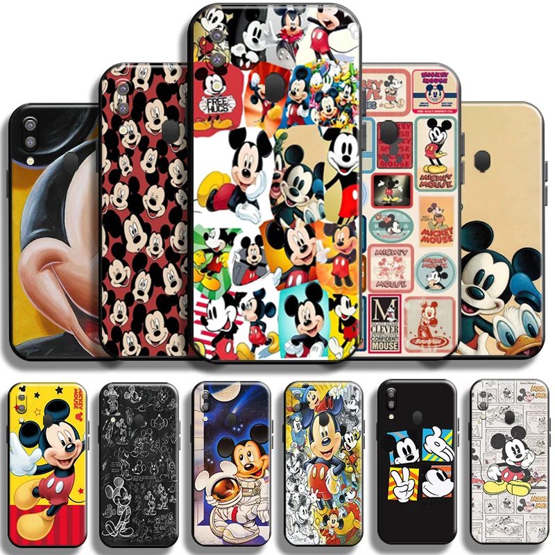 

Disney Cartoon Mickey Mouse Phone Case For Samsung Galaxy M20 Full Protection Carcasa Liquid Silicon Back TPU Funda Black Soft