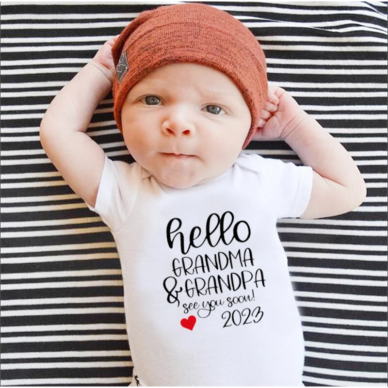 

Pregnancy Announceme Hello Grandma Grandpa See You Soon Baby Boy Girl Clothes Newborn Cotton Bodysuit Jumpsuit Baby Sleepwear