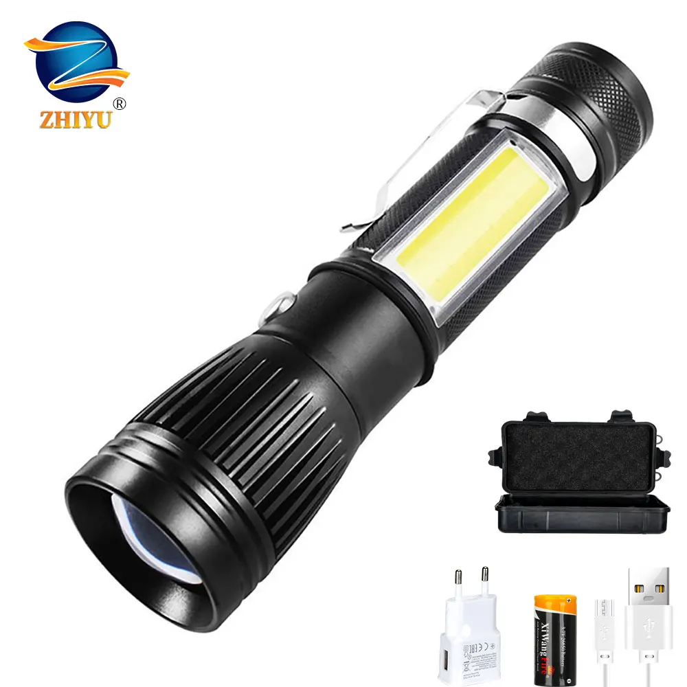 ZHIYU Rechargeable USB LED Flashlight with Side Light Glare Electric Torch USB Rechargeable Camping Torch Use 18650 Battery
ZHIYU Rechargeable USB LED Flashlight with Side Light Glare Electric Torch USB Rechargeable Camping Torch Use 18650 Battery