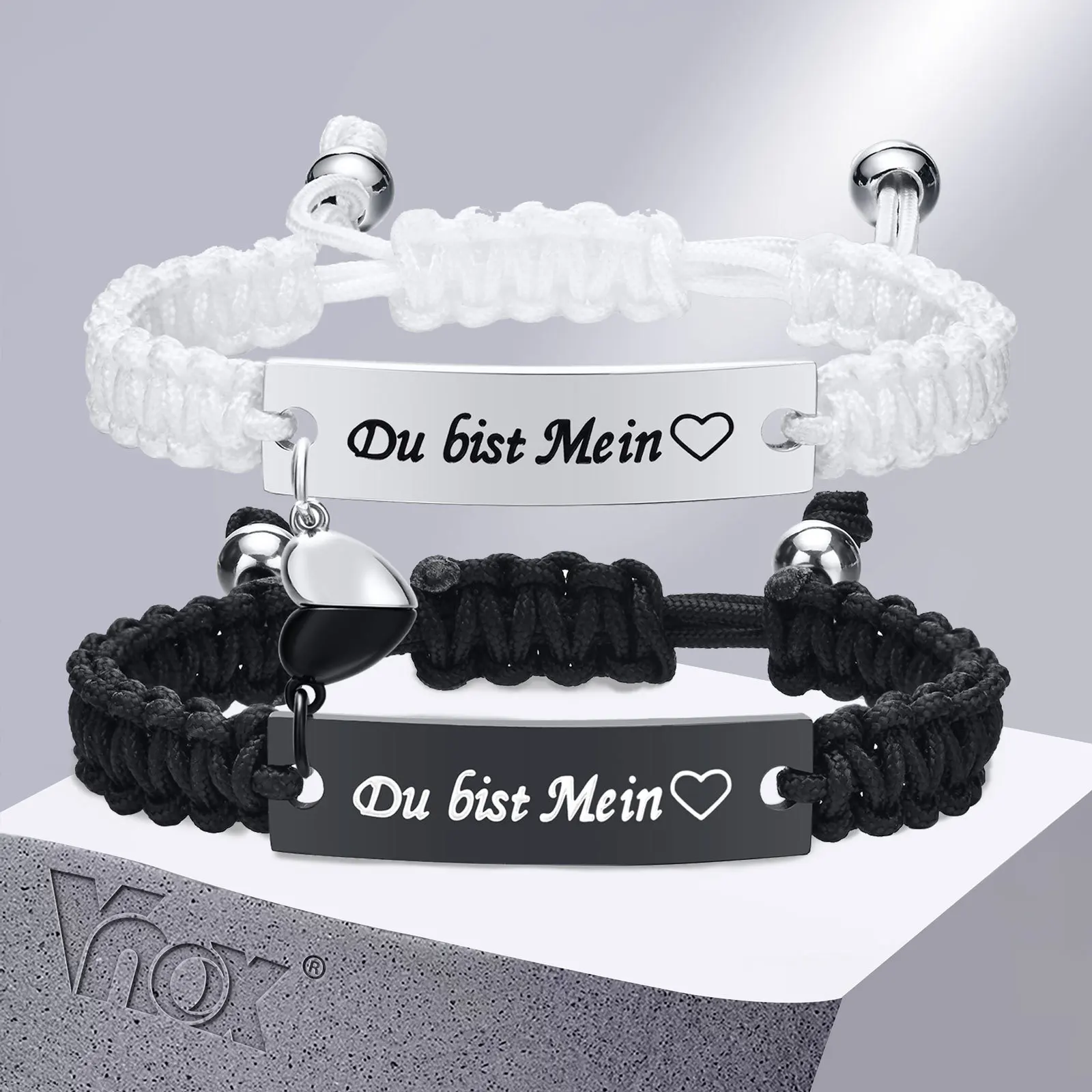 Vnox His and Her Matching Set Braided Rope Chain Couple Bracelets for Women Men with Attractive Heart Charm
Vnox His and Her Matching Set Braided Rope Chain Couple Bracelets for Women Men with Attractive Heart Charm