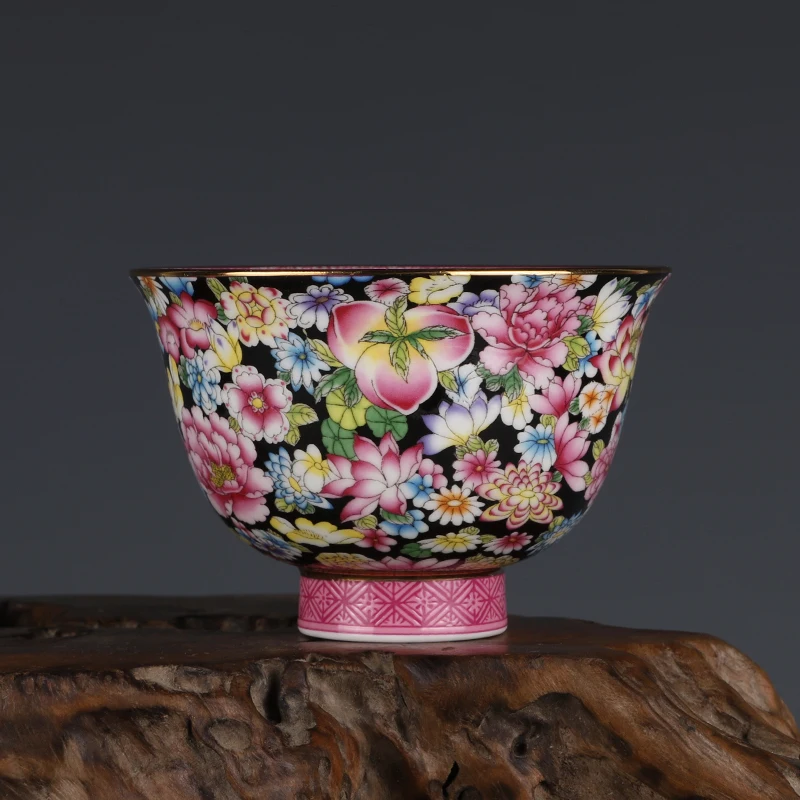 Qing Enamel Black Ground Blossoms Longevity Peach Pattern Master Cup Jingdezhen Antique Tea Cup
Qing Enamel Black Ground Blossoms Longevity Peach Pattern Master Cup Jingdezhen Antique Tea Cup