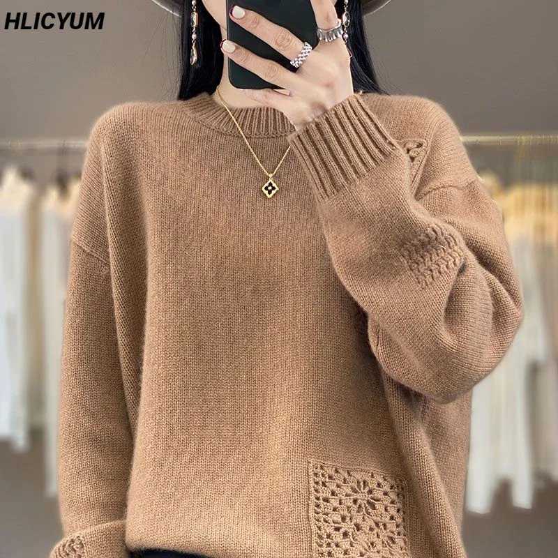 Cashmere Pullover Autumn/Winter New 100% Pure Wool Sweater Casual Thickened Round Neck Knit Loose Solid Color Ladies Tops
Cashmere Pullover Autumn/Winter New 100% Pure Wool Sweater Casual Thickened Round Neck Knit Loose Solid Color Ladies Tops