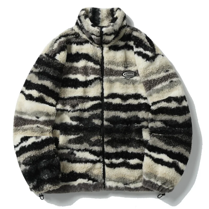 Men Vintage Thick Lamb Wool Coat Harajuku Zebra Striped Streetwear Windbreaker 2022 Winter Thermal Loose Plush Heavy Jackets
Men Vintage Thick Lamb Wool Coat Harajuku Zebra Striped Streetwear Windbreaker 2022 Winter Thermal Loose Plush Heavy Jackets